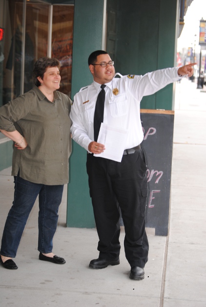 Miguel Jimenez, an AlliedBarton security officer, serves as the "downtown ambassador" for the Oxford Business Improvement District.