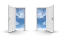 Two doors open to the sky