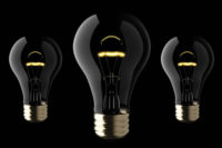 Light bulbs on a black background