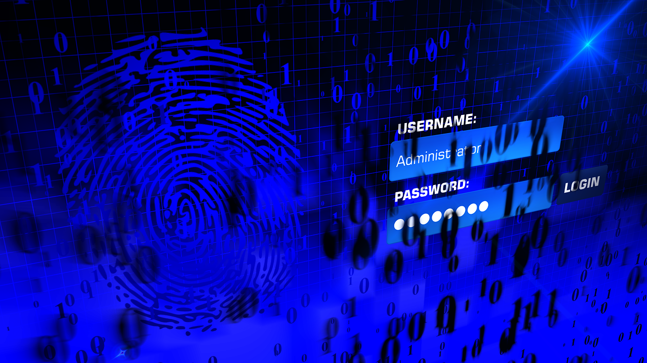 Fingerprint and password on computer screen