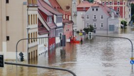 Emergency responders aid flood victim