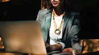 woman working at desk