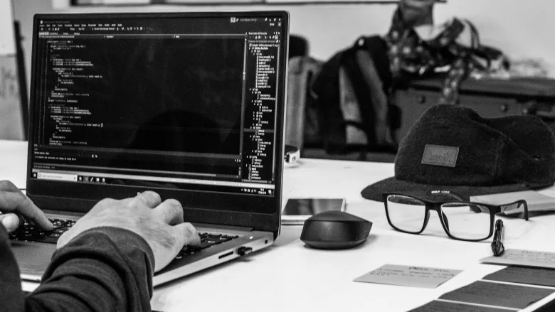 employee works on computer