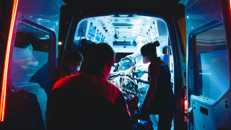 paramedics in ambulance