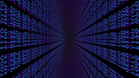 rows of binary code in blue and purple