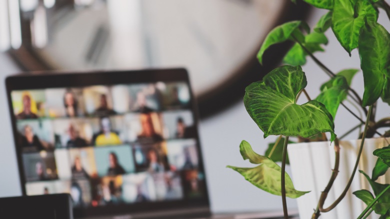 laptop screen with video conferencing