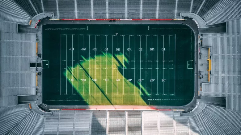 overhead football stadium