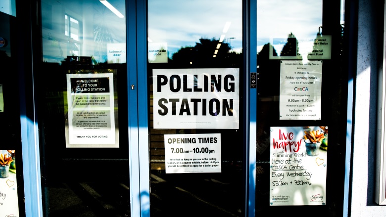 glass polling station doors