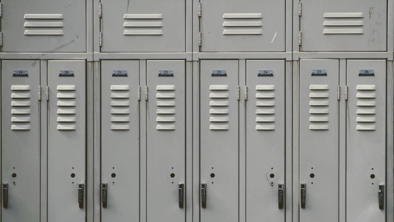 gray metal lockers