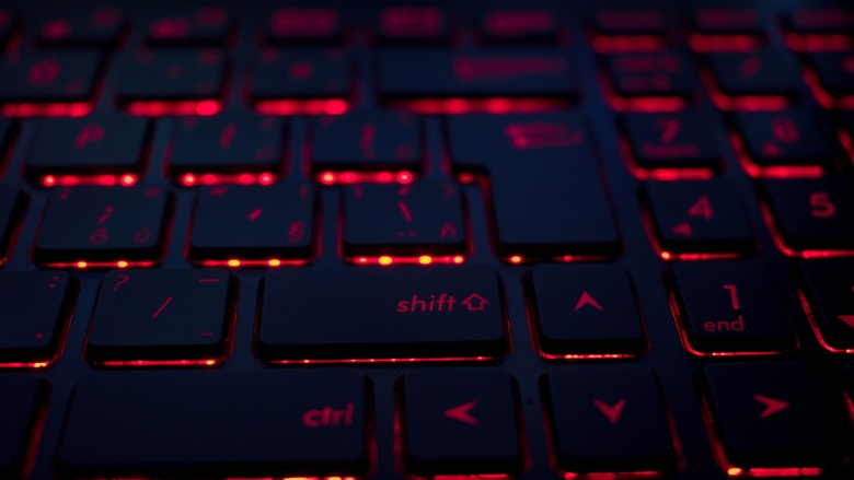 keyboard illuminated in red