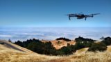 drone flies over landscape