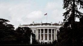 white house with cloudy skies