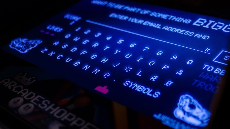 digital keyboard on blue screen