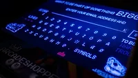 digital keyboard on blue screen digital keyboard on blue screen