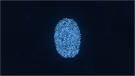 black screen with blue fingerprint