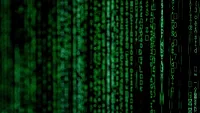 vertical green text on black screen