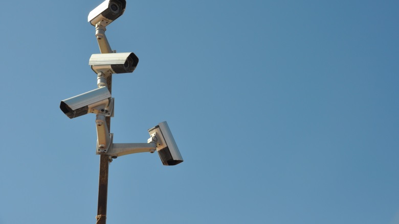 surveillance cameras on pole