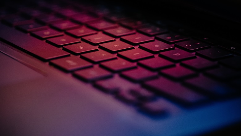 keyboard with pink lighting