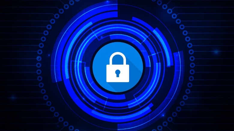lock in center of blue digital ring
