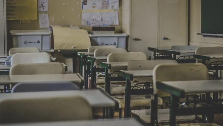 school desks in rows
