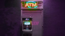 ATM in purple lighting