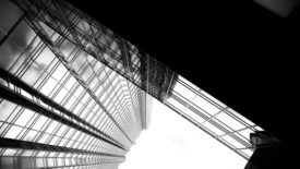 office buildings in grayscale