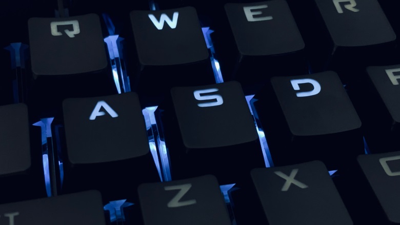 keyboard with blue lighting