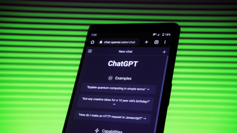 phone open to chatgpt on green background