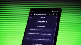 phone open to chatgpt on green background