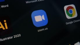 Zoom app icon on black screen