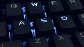 black keyboard with blue lighting
