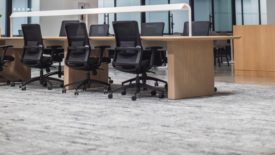 Conference table with empty chairs