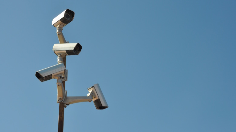 tower of surveillance cameras