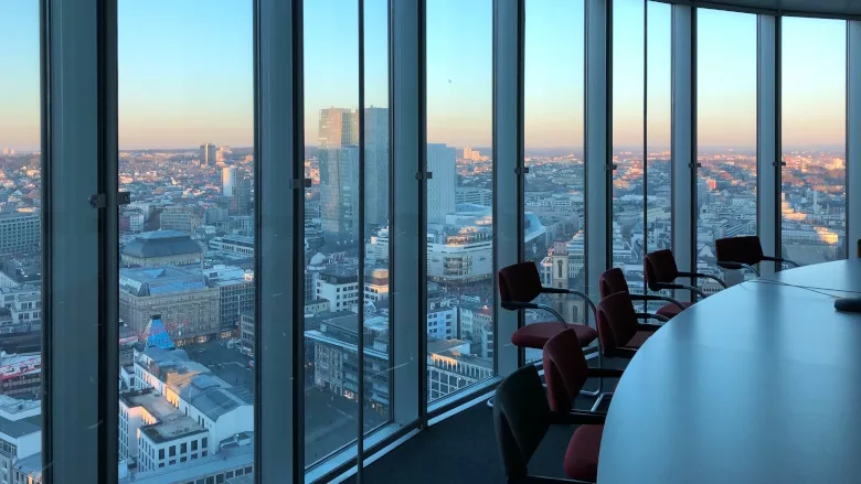 Office with wall of windows