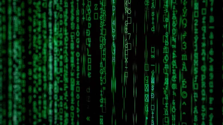 vertical rows of green numbers