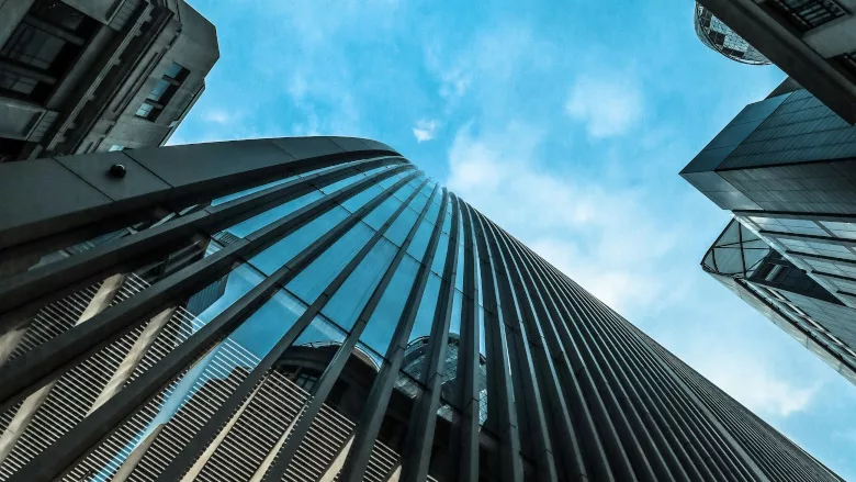 Office buildings gathered together