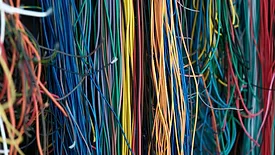 Colorful wires twisted together