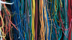 Colorful wires twisted together