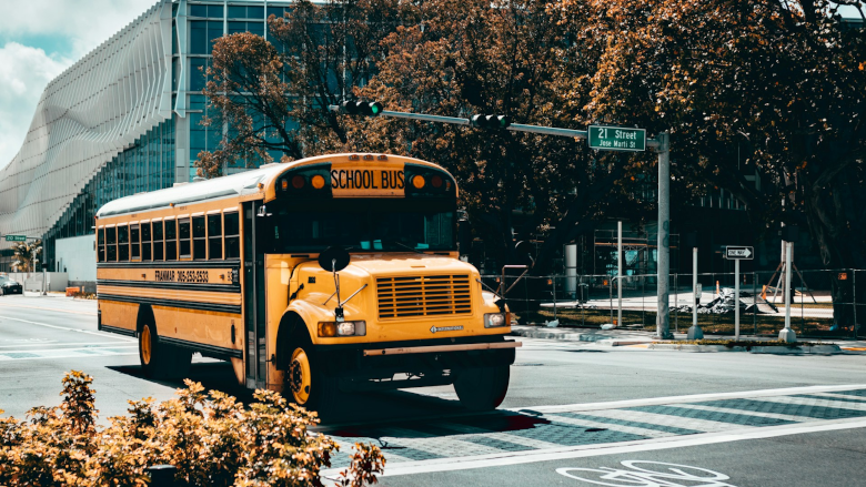 School bus on an empty street