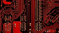 Red and black electronic chip