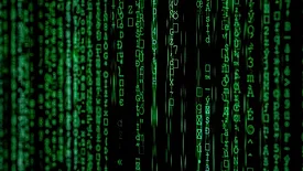 Vertical green numbers on black screen