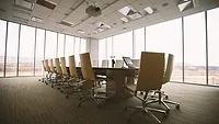 Conference room with large windows Conference rom with large windows