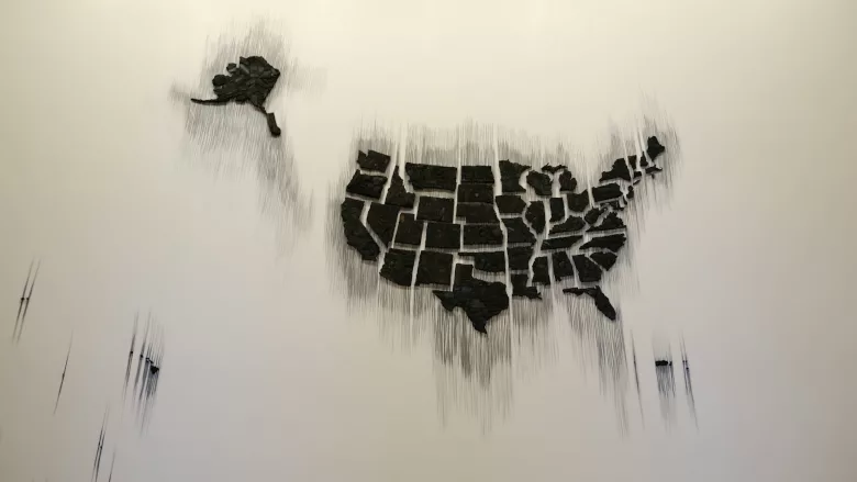 Black and smudged image of America 