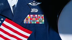 Military uniform and flag 