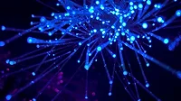 Threads of bright blue light on dark background Threads of bright blue light on dark background