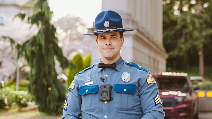 Smiling officer