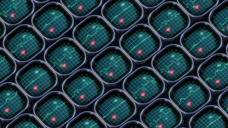 Rendered heart monitors