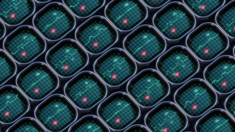 Rendered heart monitors