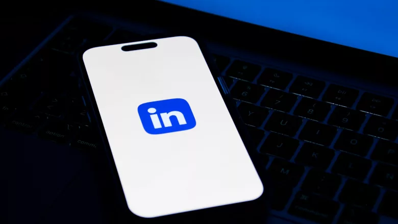 LinkedIn icon on phone 