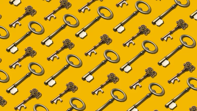Keys on yellow background